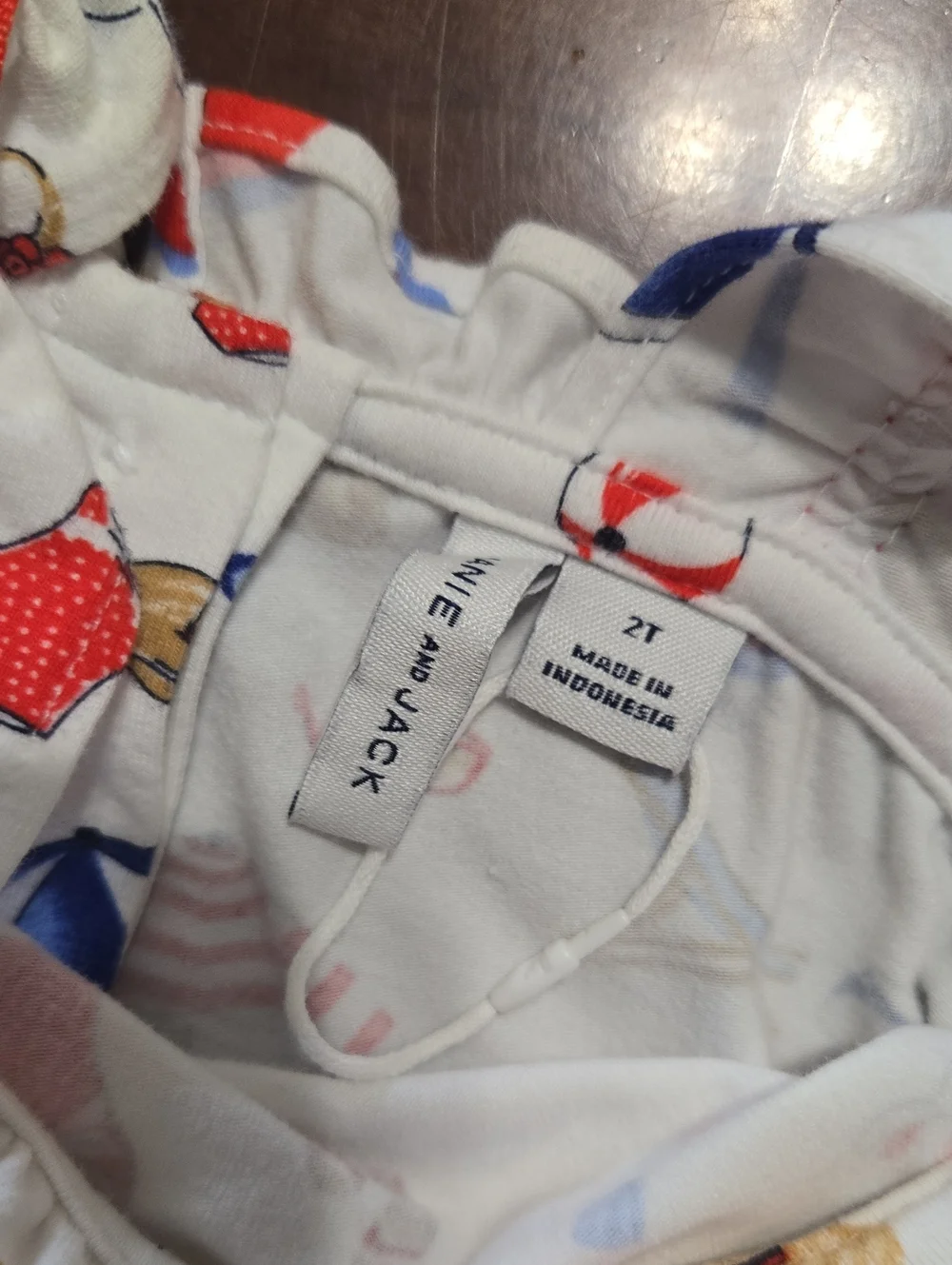 Janie and Jack Beach-Print Romper with Red & Blue Accents Sz 2t